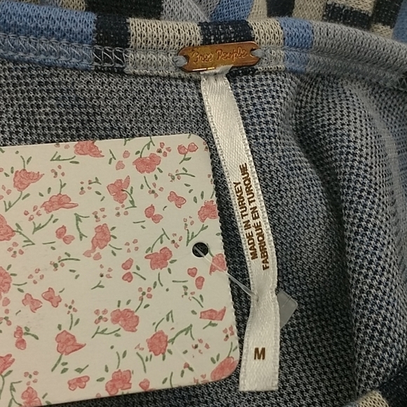 NWT🔖Free People High Neck Blue Striped Tank Top Size M - Picture 6 of 7